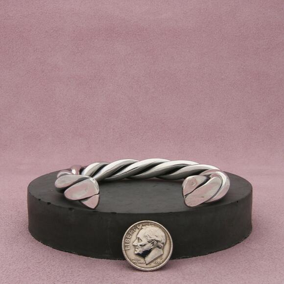 mexico sterling silver vintage chunky twisted cuff bracelet size 6in - Picture 2 of 3